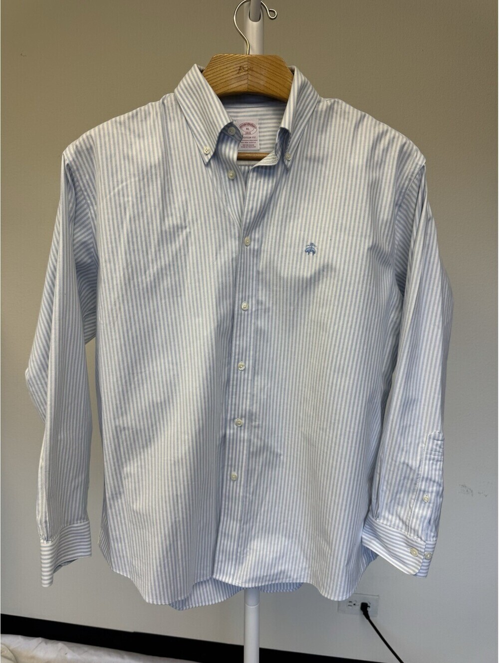 Brooks Brothers Long sleeve Shirt Striped White Blue Sz Xl Mens